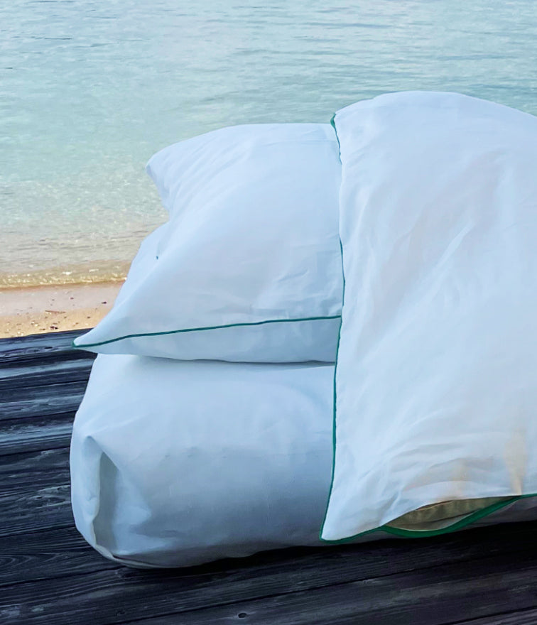 Pillow Case with Green Piping