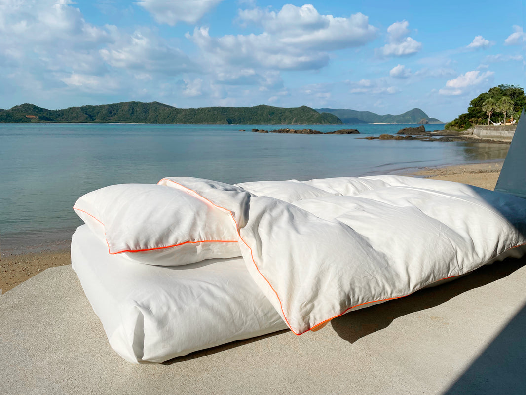 Duvet Cover with Fluorescent Orange Piping